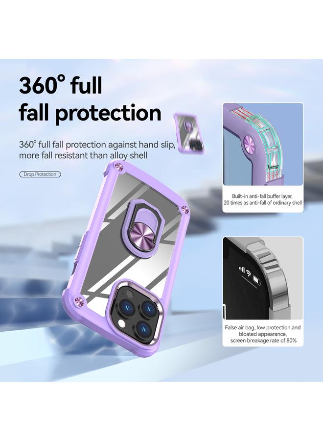 اس-توب جراب لهاتف iPhone 13 Pro Max مصنوع من مادة TPU + PC لحماية العدسات مع حامل حلقي - Image 5