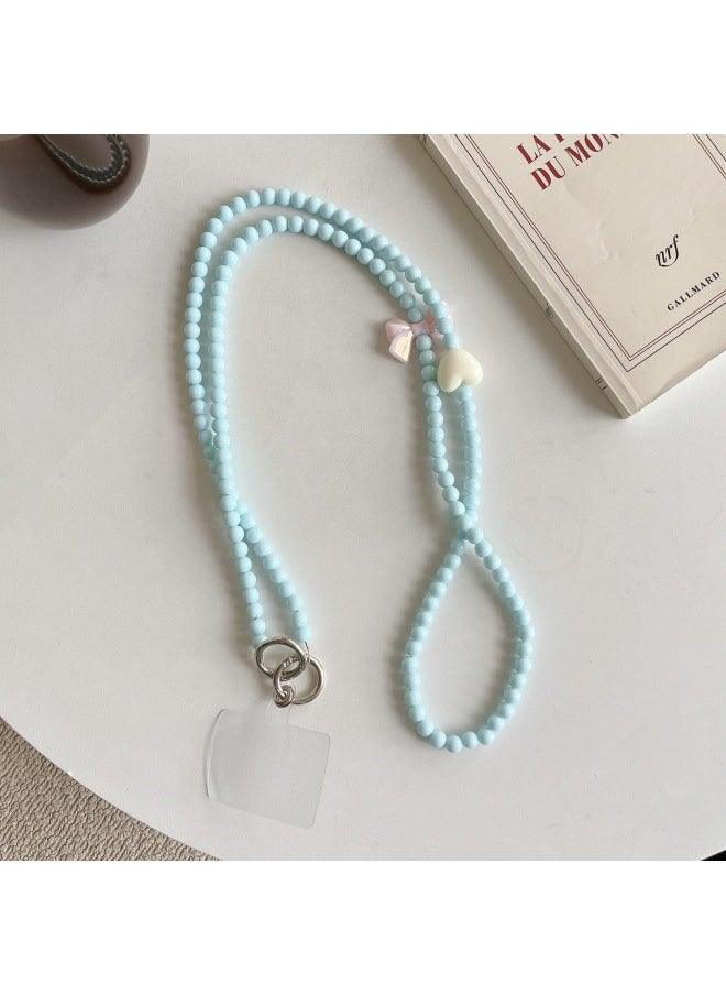 ماركة غير محددة هان فنغ فتاة اللون اليدوية سلسلة الخرز حالة الهاتف المحمول سلسلة شخصية Crossbody سوار سلسلة طويلة الحبل حقيبة سلسلة معلقة المواصفات: Xd الخرز الأزرق الطويل 1.0 متر الحب واحد الوردي القوس  - Image 1