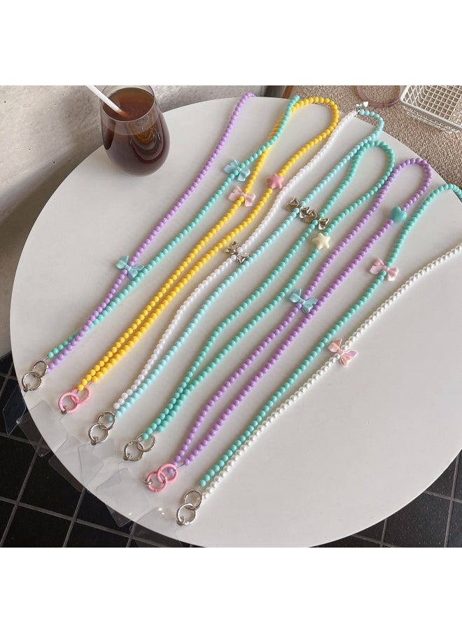ماركة غير محددة هان فنغ فتاة اللون اليدوية سلسلة الخرز حالة الهاتف المحمول سلسلة شخصية Crossbody سوار سلسلة طويلة الحبل حقيبة سلسلة معلقة المواصفات: Xd الخرز الأزرق الطويل 1.0 متر الحب واحد الوردي القوس  - Image 3