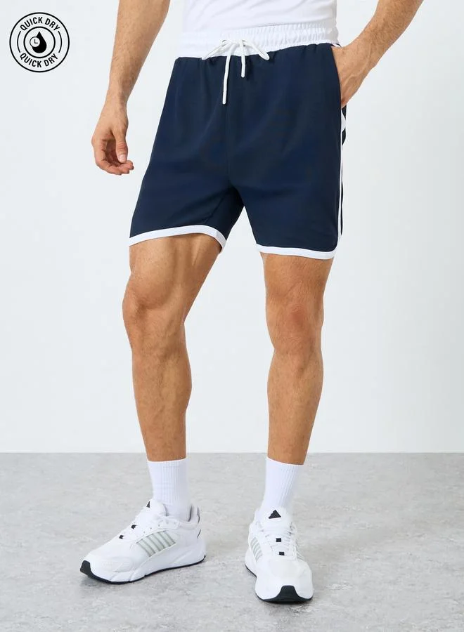 Contrast Trim Workout Shorts with Pocket