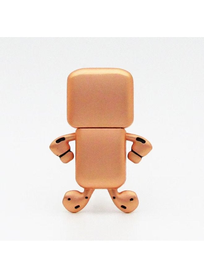 Headphones U Disk Metal Robot Cartoon Doll USB Company LOGO Advertising Gifts U Disk-Color:Rose Gold-Capacity:USB2.0 64GB  - Image 1