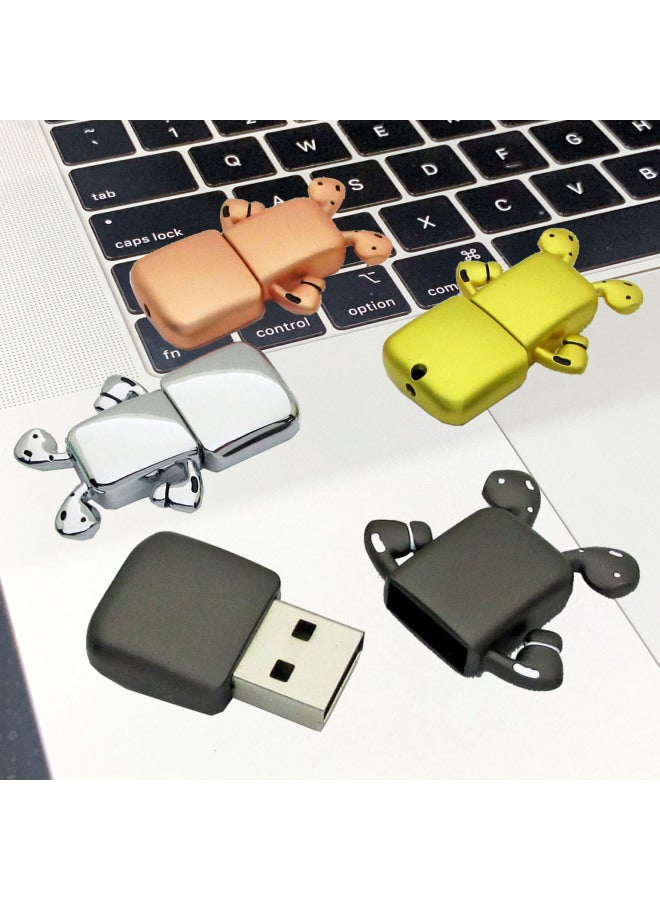 Headphones U Disk Metal Robot Cartoon Doll USB Company LOGO Advertising Gifts U Disk-Color:Rose Gold-Capacity:USB2.0 64GB  - Image 3