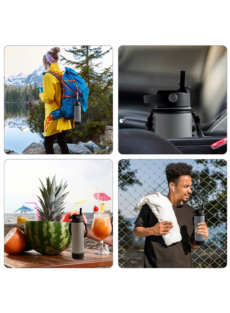 hssentials Stainless Steel Water Bottle Flask Double-Walled Vacuum-Insulated 2 Lids Eco-Friendly Perfect for Cold & Hot Drinks On The Go 100% Leakproof - Gym, School, Work, Travel (Smoke Grey) - Image 5