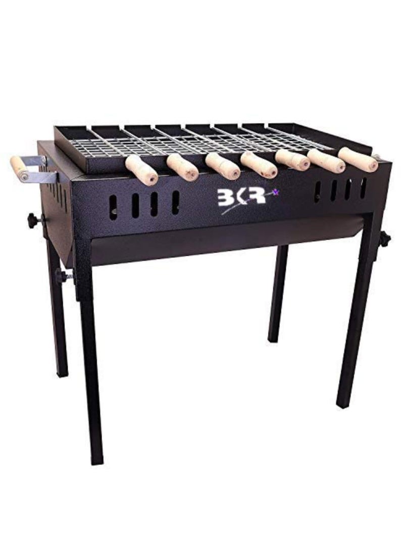 BKR BKR Terrace Garden Picnic Barbeque with 7 Skewers with Wooden Handle 1 Iron Grill Black Built_in  - Image 1
