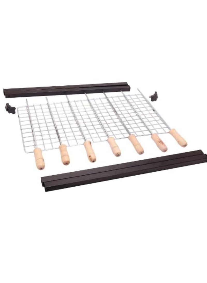 BKR BKR Terrace Garden Picnic Barbeque with 7 Skewers with Wooden Handle 1 Iron Grill Black Built_in  - Image 5