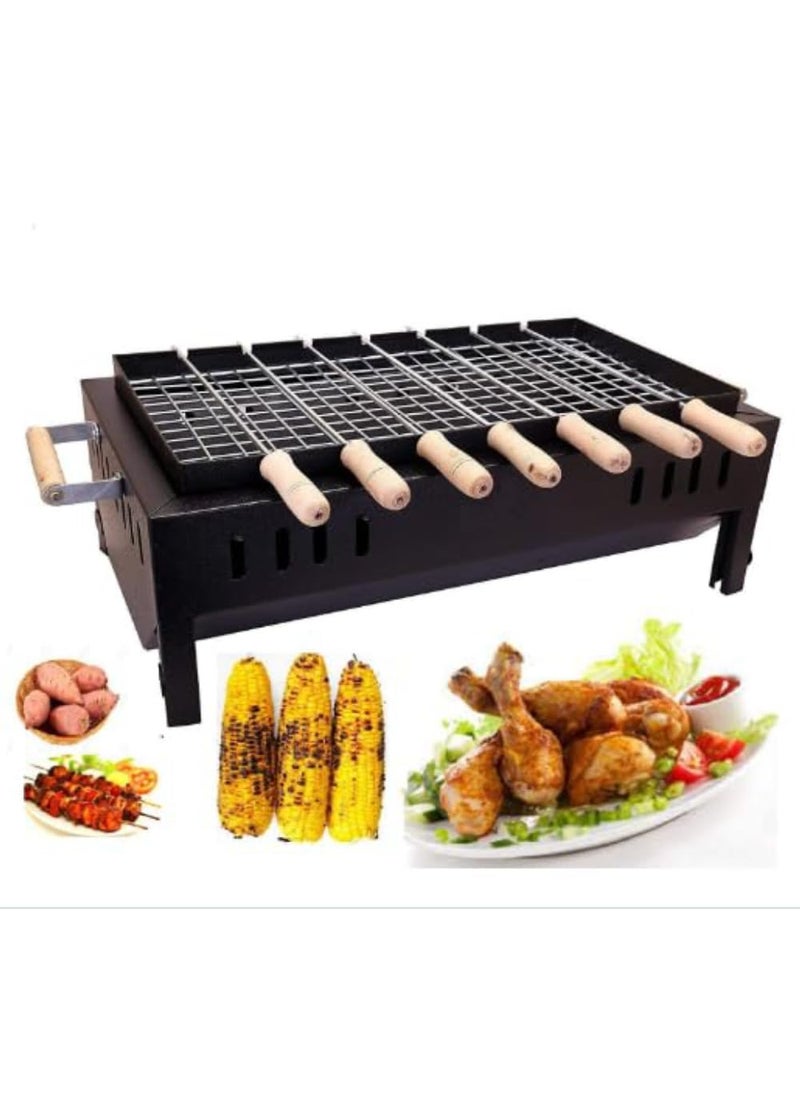 BKR BKR Terrace Garden Picnic Barbeque with 7 Skewers with Wooden Handle 1 Iron Grill Black Built_in  - Image 4