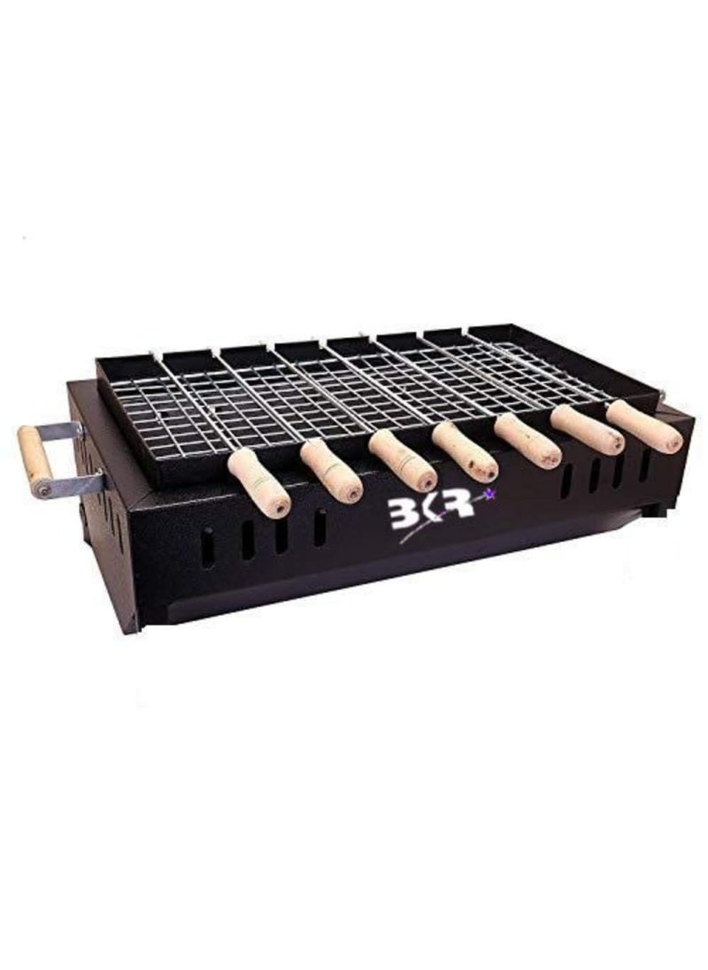 BKR BKR Terrace Garden Picnic Barbeque with 7 Skewers with Wooden Handle 1 Iron Grill Black Built_in  - Image 3