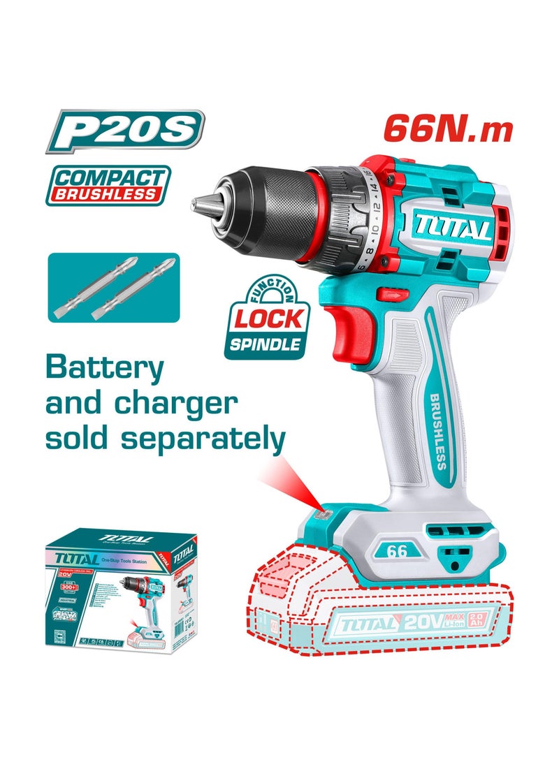 توتال مثقاب لاسلكي 20 فولت 66 نيوتن بدون بطارية وشاحن - Image 1