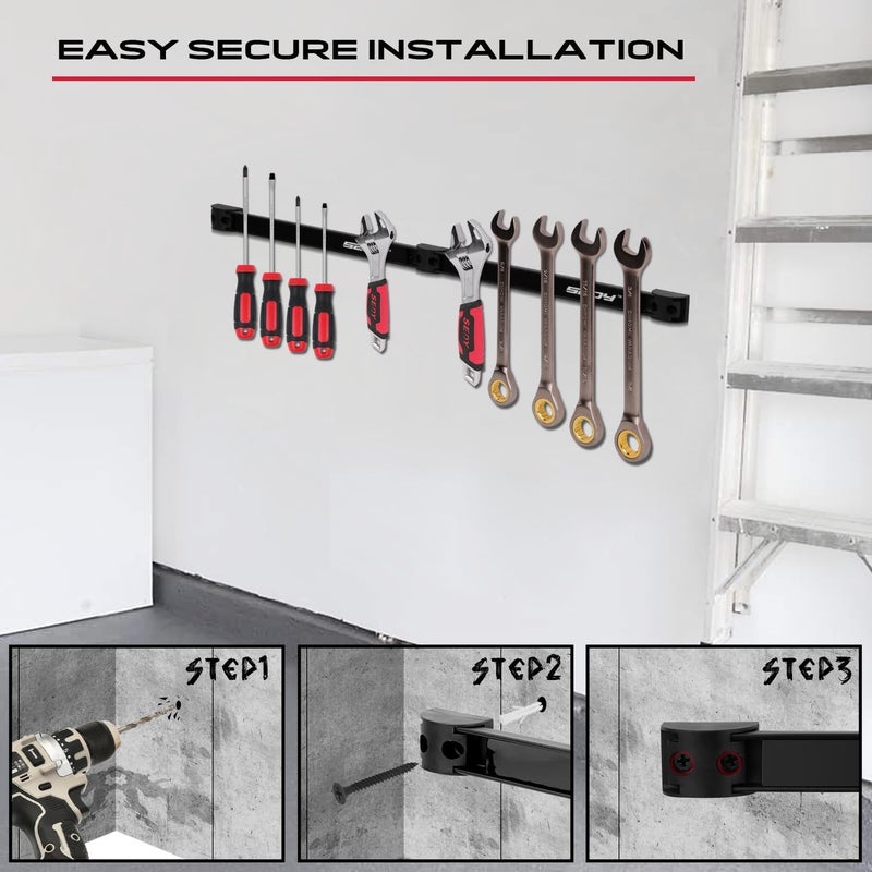SEDY Batch consistent craftsmanship Magnetic Tool Holder Storage Organizer: 7-Piece Garage Wall Mount Rack Organization Strip Power Magnet Organizers Mounted Workbench Board Slatwall Van Hanger Single & bulk use compatible - Image 4