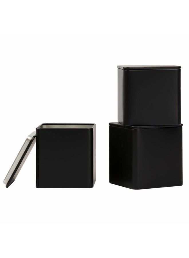 Tianhui Square Tin Can Empty Cube Steel Box Storage Container kit 65mm Series for Treats, Gifts, Favors, Loose Tea, Coffee and Crafts, Black, 3S - Image 1