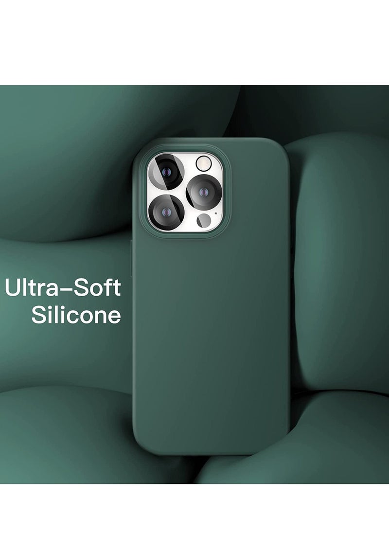 Raxoom 3 in 1 Silicone Case for iPhone 14 Pro Max 6.7-inch, with 2-Pack Screen Protector and 2-Pack Camera Lens Protector, Full Coverage Tempered Glass Film, Shockproof Phone Cover (Midnight Green) - Image 2