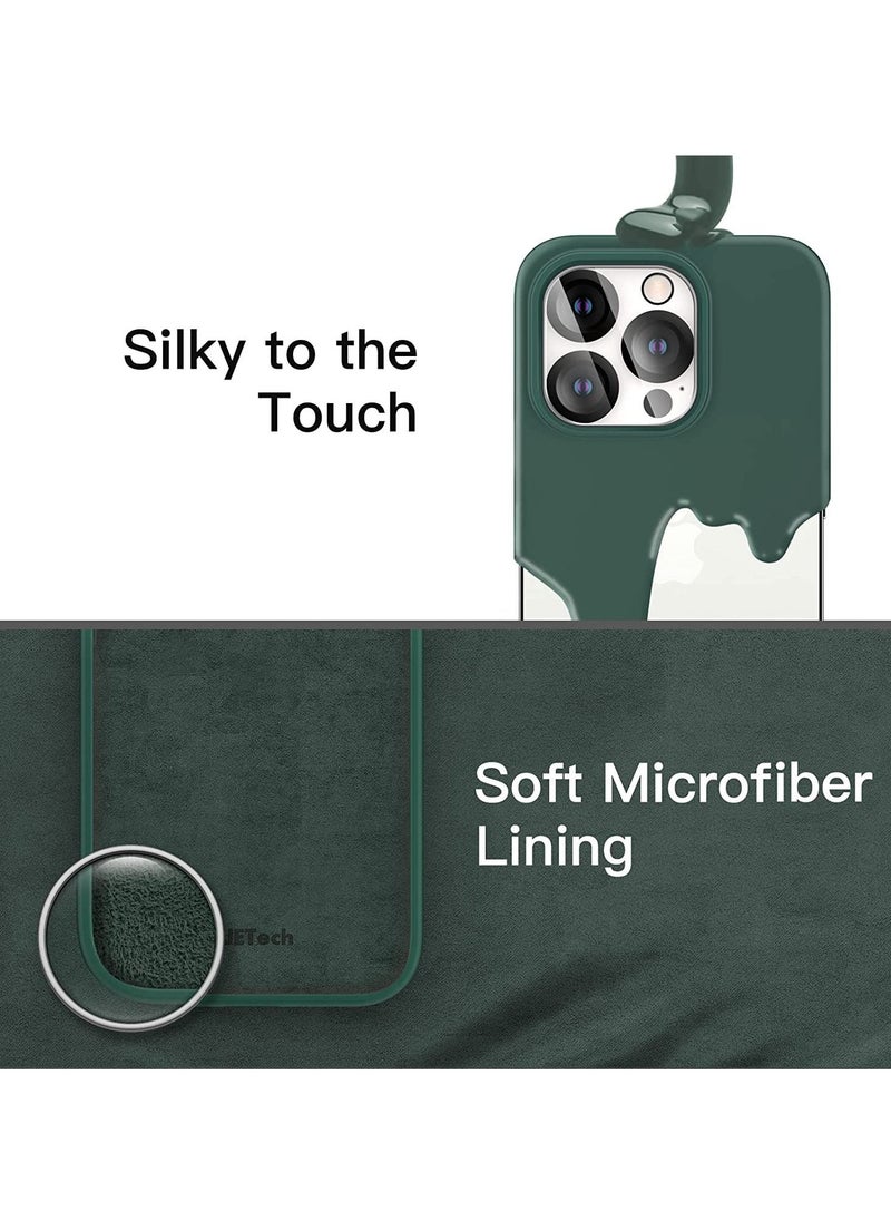 Raxoom 3 in 1 Silicone Case for iPhone 14 Pro Max 6.7-inch, with 2-Pack Screen Protector and 2-Pack Camera Lens Protector, Full Coverage Tempered Glass Film, Shockproof Phone Cover (Midnight Green) - Image 3