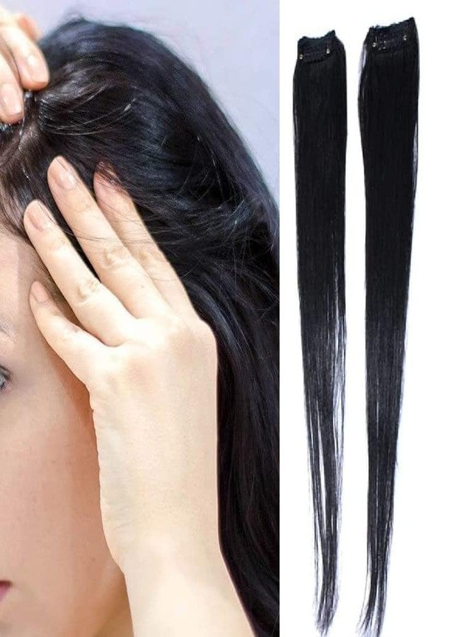 CHRONEX 2Pcs Single Clip Synthetic Hair Side Covers Up Extension/Patch For Women And Girls 16" - Image 1