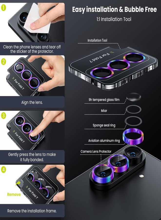 WSKEN for Z Fold 7 Camera Lens Protector Case Cover - Ultra HD Anti-Reflective Tempered Metal Glass Anti Scratch Rear Camera Screen Protector Film for Samsung Galaxy Z Fold 7 5G Accessories,Colorful - Image 5