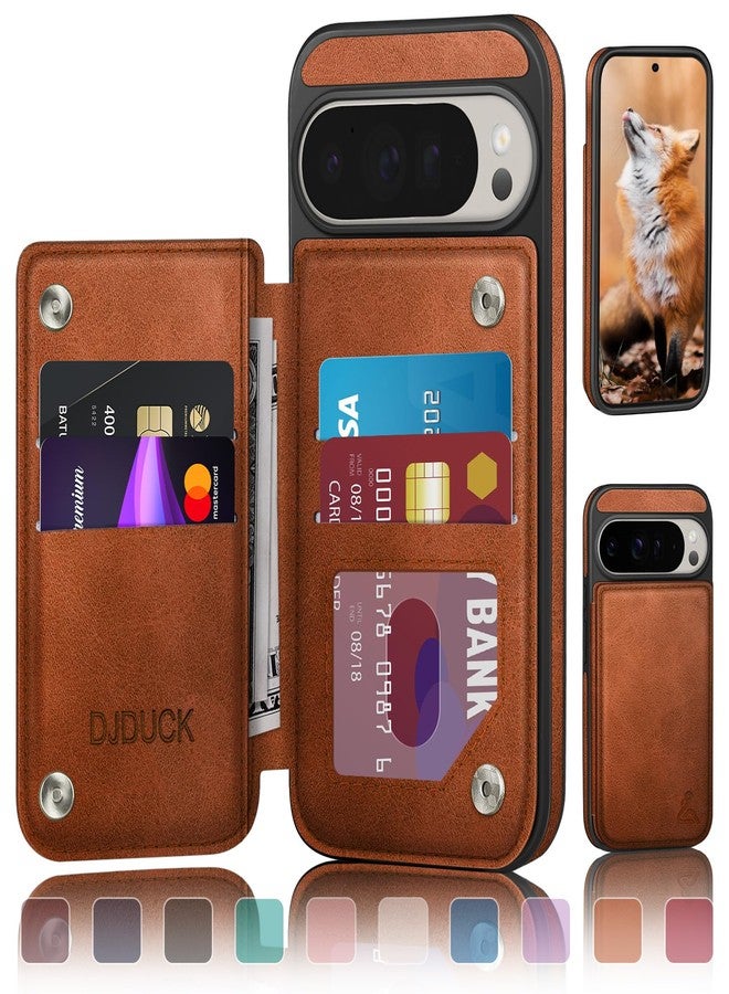 DJDUCK Designed for Google Pixel 10 Pro XL Case Wallet with Card Holder, [Magnetic Clasp Cover] [RFID Blocking Leather Protection] Shockproof Women Men Cases for Pixel 10 Pro XL Light Brown - Image 1