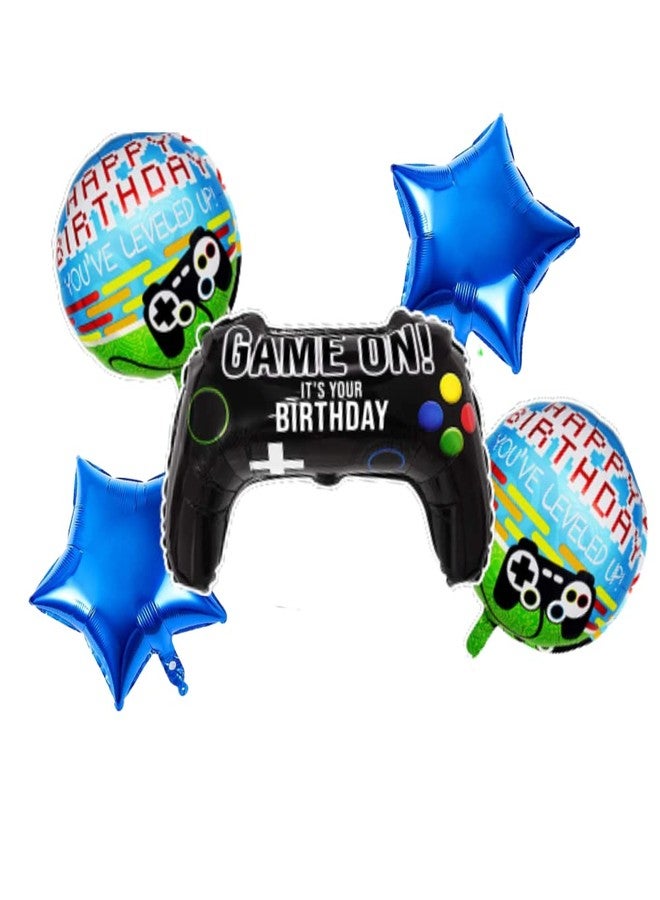 FI - FLICK IN 5 pcs Latex Happy Birthday Game on Decoration Gaming Birthday Decoration Theme Game Theme Birth Day Decor for Boys Gamers Party Supplies (Pack of 5, Multicolor) - Image 1