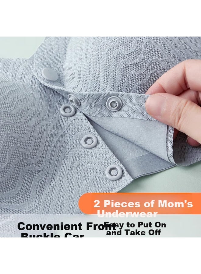 Modal Modaier 2-piece Mom's Underwear, Women's Vest-style Front-closure Bra, Wireless, For Middle-aged And Elderly Mothers, Seamless, Plus Size XL - Image 2