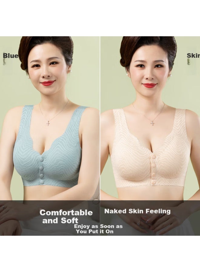 Modal Modaier 2-piece Mom's Underwear, Women's Vest-style Front-closure Bra, Wireless, For Middle-aged And Elderly Mothers, Seamless, Plus Size XL - Image 3