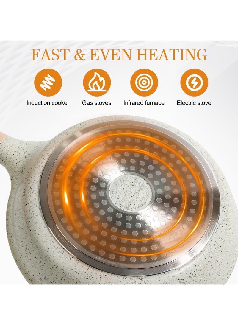 هوسرولاند طقم أواني وأواني من 7 قطع ، طقم أواني طهي مطلية بالألمنيوم بالجرانيت ، طقم طهي غير لاصق للمطبخ ، وعاء مع غطاء ، قدر ، مقلاة ، خالي من حمض بيرفلورو الأوكتانويك (PFOA) - Image 4