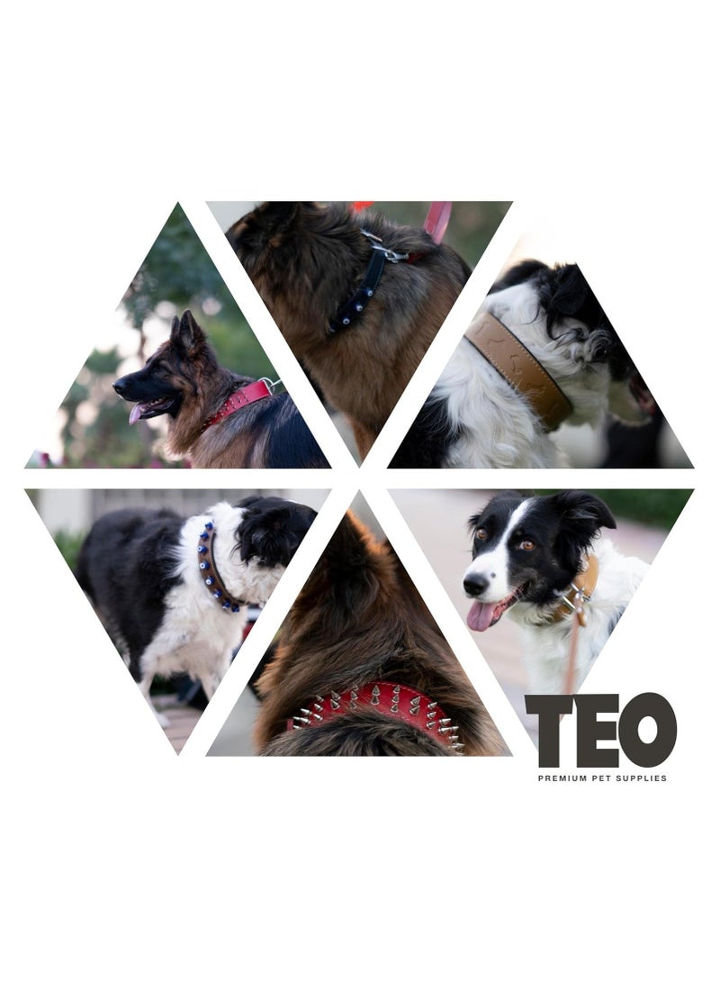 Teo Premium Pet Supplies Large Leather Dog Neck Collar Adjustable Durable Pet Collars for Dogs With Breathable Heavy Duty Rust-Proof Dog Accessories Metal Buckle Brown - Image 5