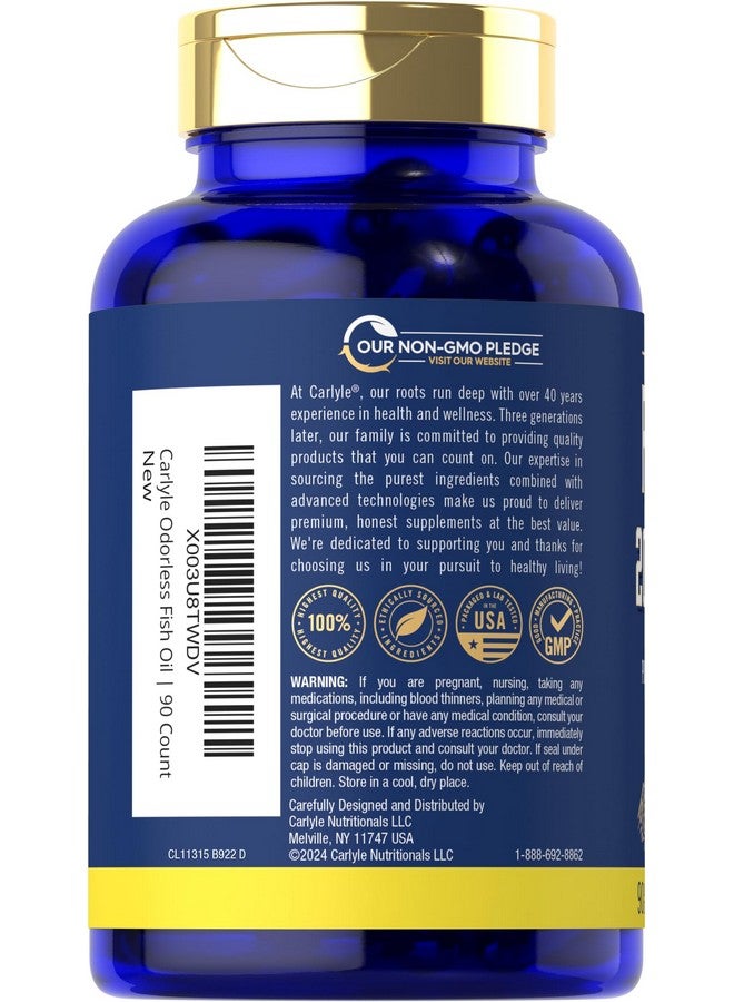 Carlyle Fish Oil 2000mg | 600mg Omega 3 Supplement for Men & Women | 90 Odorless Softgels | Lemon Flavored | Non-GMO and Gluten Free - Image 3