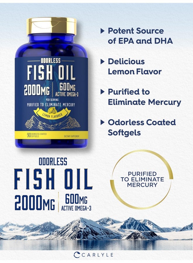 Carlyle Fish Oil 2000mg | 600mg Omega 3 Supplement for Men & Women | 90 Odorless Softgels | Lemon Flavored | Non-GMO and Gluten Free - Image 4