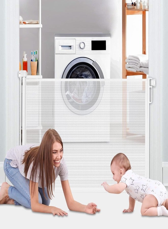 Valajogi Retractable Baby Gate for Doorways and Stairs, Extra Wide Mesh Child Safety Gate for Kitchen Hallway Indoor, Easy Install Baby and Pet Safety Barrier, Space Saving Design (White) - Image 3