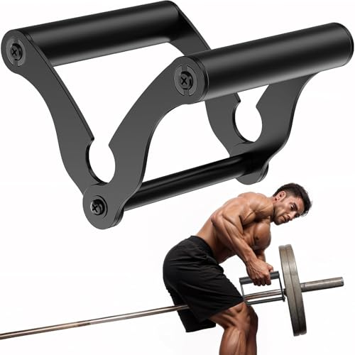 Lewufe V Bar Row Landmine Handle Attachment for Barbell Bars, Solid Double D Handle, T-Bar Row Handle Attachments with Non-Slip Rubber Grip, Fits Olympic Bar Strength Training Bar - Image 1