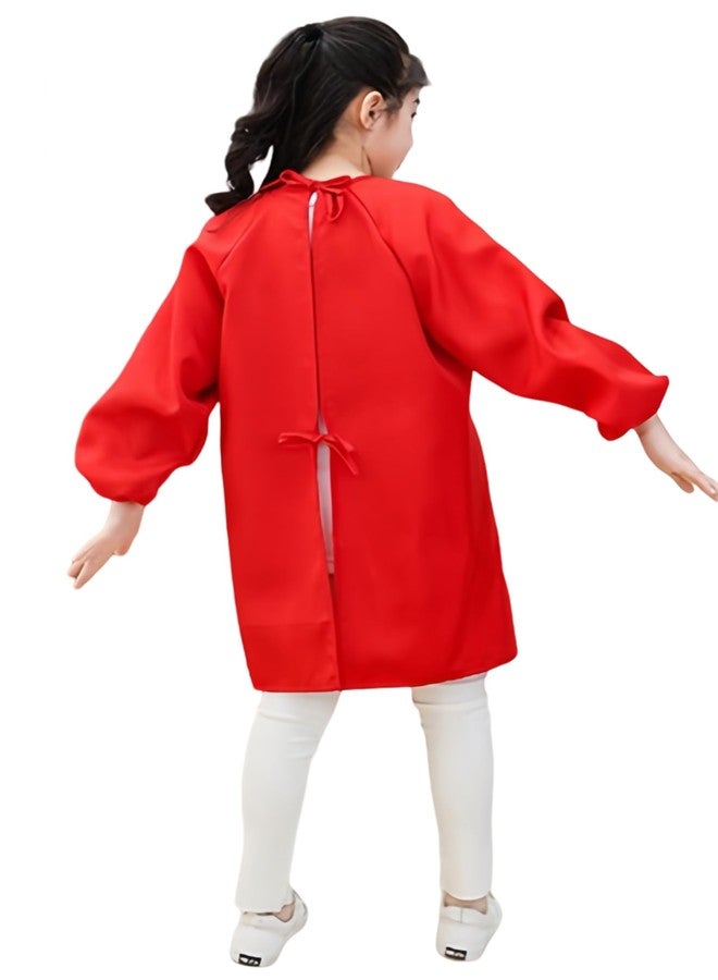 Lauthen.S Kids Art Smock, Toddler Painting Apron Long Sleeves with Pocket for Crafting Painting 2-12 Years(Red,L) - Image 3