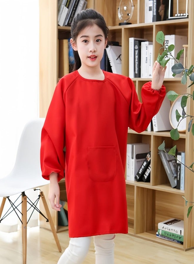Lauthen.S Kids Art Smock, Toddler Painting Apron Long Sleeves with Pocket for Crafting Painting 2-12 Years(Red,L) - Image 4