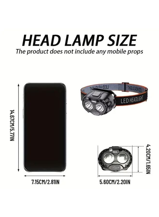 USB Rechargeable Headlamp 2 LED Motion Adjustable Gooseneck For Camping Hiking - Image 4