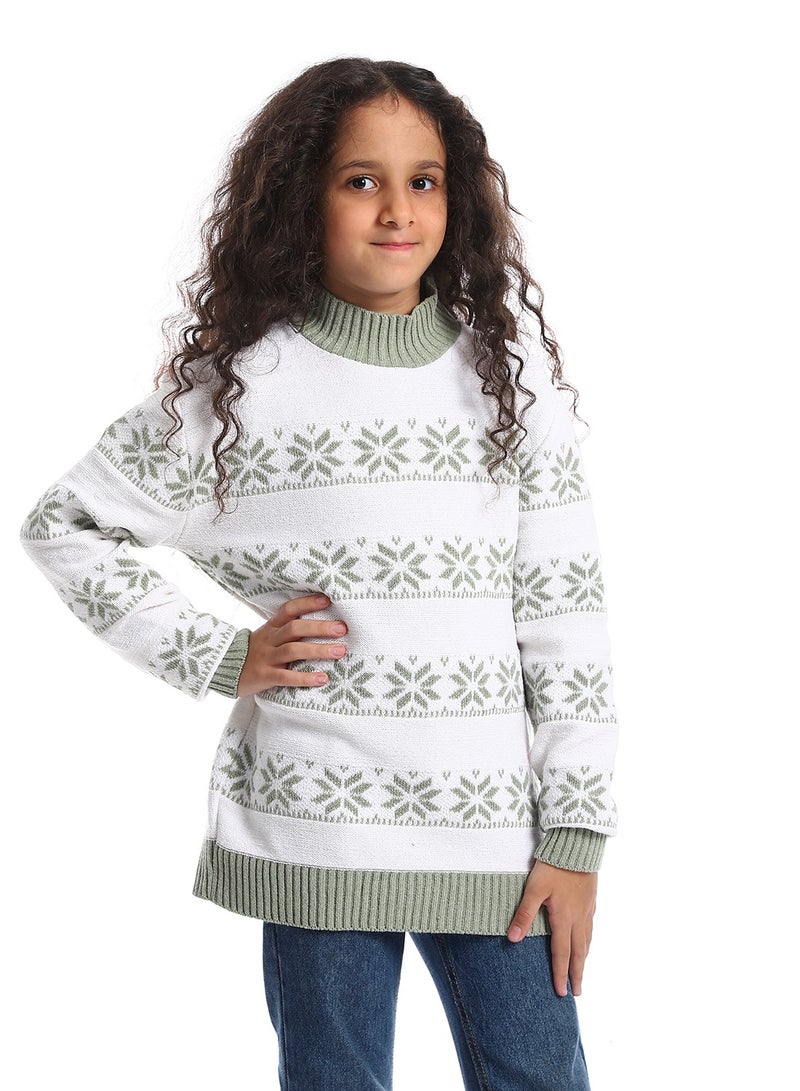 Caesar Girls Wool Pullover With Mutlicolour Design  - Image 1