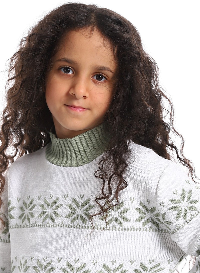 Caesar Girls Wool Pullover With Mutlicolour Design  - Image 3