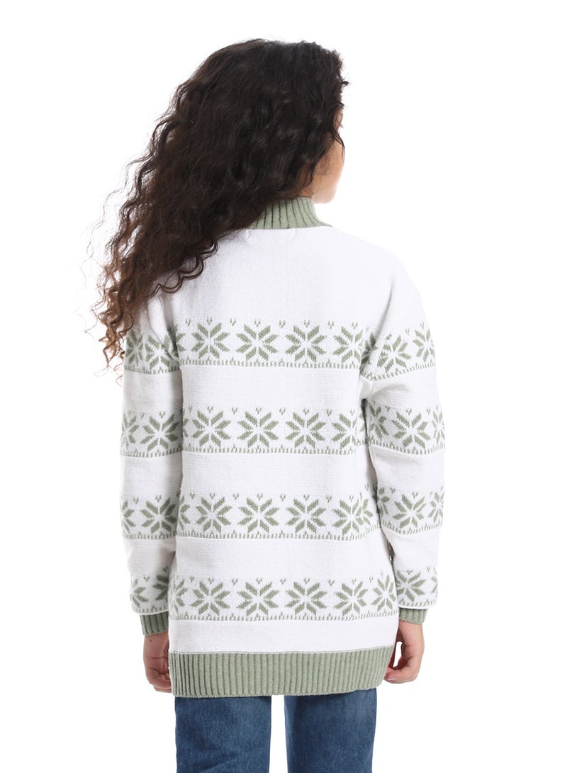 Caesar Girls Wool Pullover With Mutlicolour Design  - Image 4