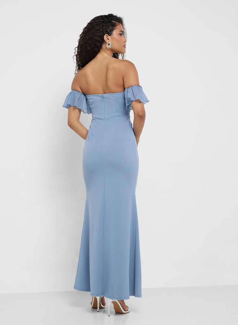 Little Mistress Off-Shoulder Slit Dress  - Image 2