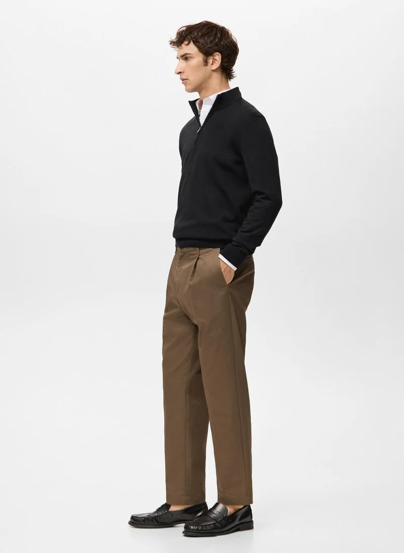 Mango Man  100% Merino Wool Perkins Neck Sweater for Men | Best Price UAE