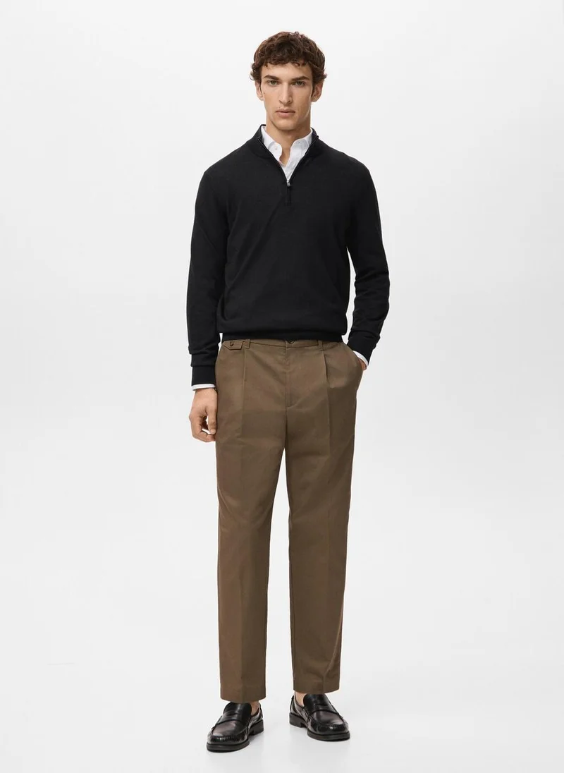 Mango Man  100% Merino Wool Perkins Neck Sweater for Men | Best Price UAE