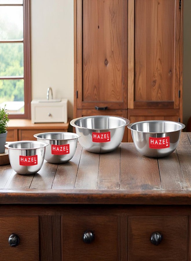 هايزل طقم أوعية خلط من الفولاذ المقاوم للصدأ من هازل، 4 قطع | أوعية من الفولاذ المقاوم للصدأ بسعات تتراوح من 350 مل إلى 1100 مل للمطبخ | أوعية فولاذية متعددة الاستخدامات للوجبات الخفيفة والطبخ والتقديم - Image 2