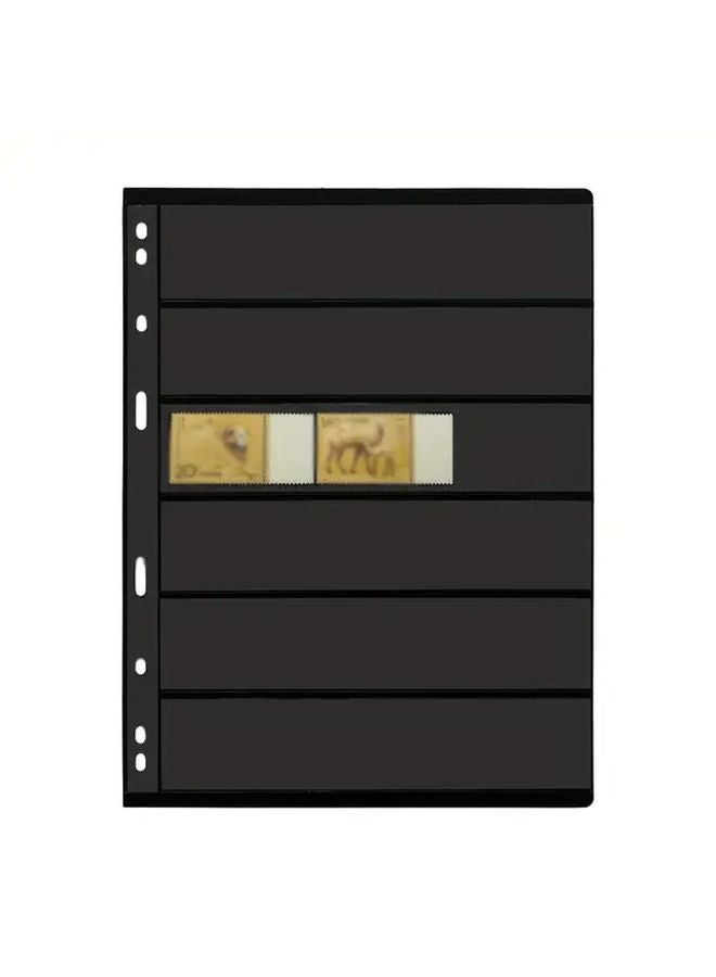 10 Sheets Stamp Binder Pages 6 Rows Capacity Double Sided PVC Material Black White Text - Image 1