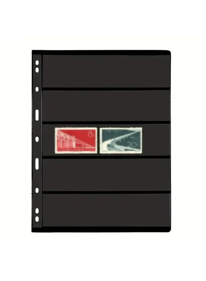 10 Sheets Stamp Binder Pages 6 Rows Capacity Double Sided PVC Material Black White Text - Image 2