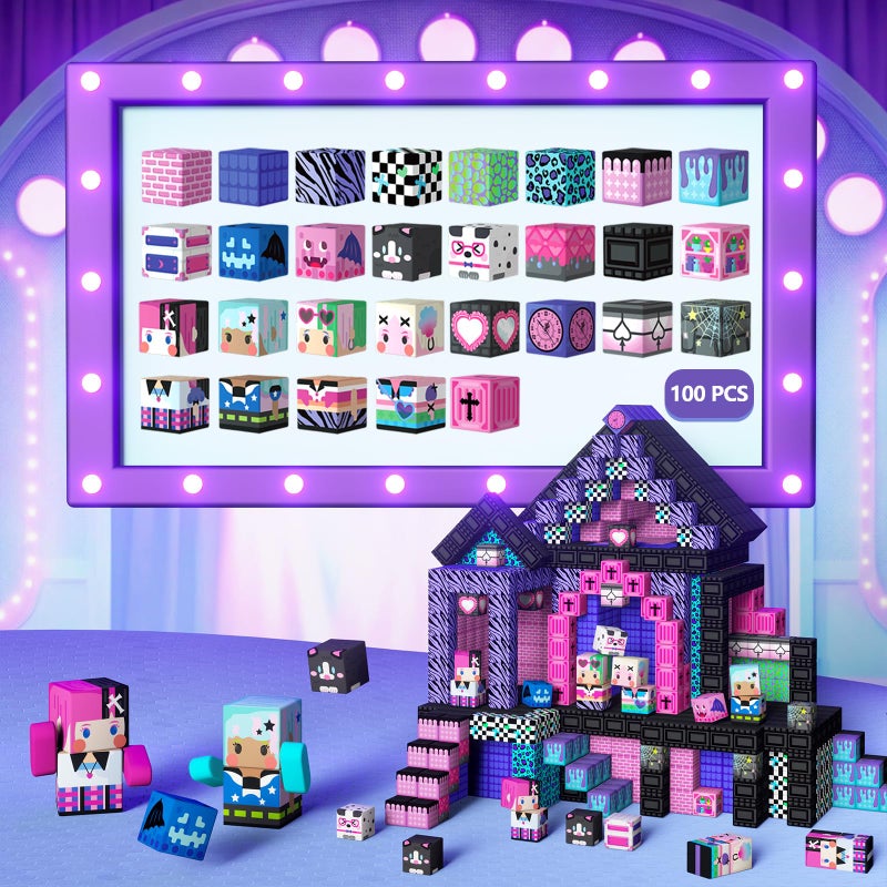 GobiDex 100PCS Magnetic Blocks for Girls, Build MagWonder with Magnet Building Toys Set, Princess Sensory Gift for Boys Girls Birthday - Image 2