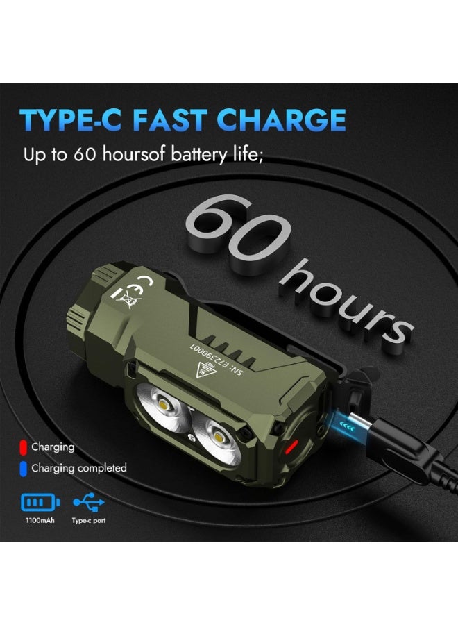 WUBEN E7 1800 Lumen Rechargeable Mini Flashlight with Magnet - Super Bright 6 Modes ArmyGreen EDC Flashlight, Typ-C Rechargeable LED; IPX8 Pocket Flashlight for Headlamp Use, Rescue, Camping - Image 5