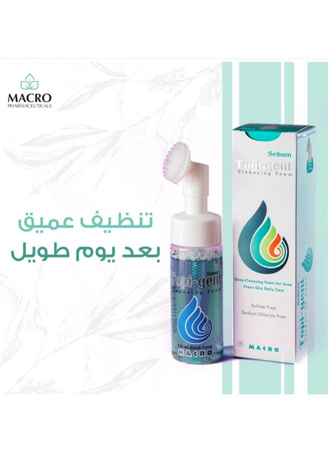 رغوة توبي - جينت لتنظيف البشرة الدهنية (١٥٠ مل) - غسول للتحكم بالزيوت وحب الشباب