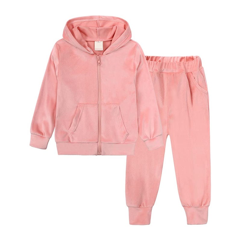 MYGBCPJS Boys Girls 2 Pcs Velour Tracksuit Sweat Suit Kids Long Sleeve Zip Up Hoodie Elastic Waist Sweat Pants Clothes Set