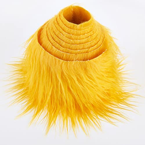 FOLGOS Shaggy Plush Faux Fur Fabric Precut Strips Fluffy Fuzzy Craft Fur for Gnomes Beard Hair Cosplay Costume Dwarf Decoration (Yellow, 4x60 inch) - Image 1