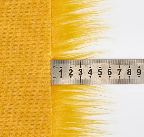 FOLGOS Shaggy Plush Faux Fur Fabric Precut Strips Fluffy Fuzzy Craft Fur for Gnomes Beard Hair Cosplay Costume Dwarf Decoration (Yellow, 4x60 inch) - Image 3