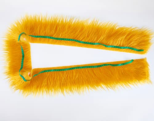 FOLGOS Shaggy Plush Faux Fur Fabric Precut Strips Fluffy Fuzzy Craft Fur for Gnomes Beard Hair Cosplay Costume Dwarf Decoration (Yellow, 4x60 inch) - Image 4