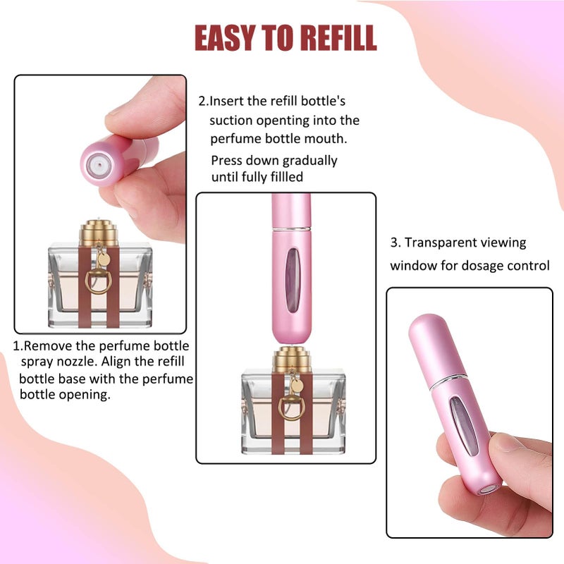 Ybaoo Atomizer Sprayer for Perfume, Travel Size Perfume Refillable Bottle Cologne Spray Bottles Empty Small and Portable, Easy to Filling Suitable for Traveling, Business, Outgoing(5ml, 6PCS) - Image 5