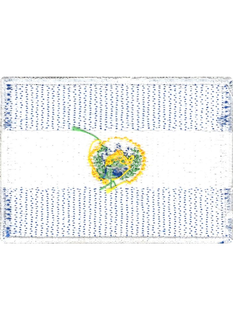 Artist Unknown - El Salvador Flag Applique Embroidered Sweing Patch Suitable for Jackets, Bags, T-Shirts, Jeans, Pants, Outdoor Clothing ; Size: 7cm x 5cm ; Imported from Malaysia (1 Piece). - Image 1