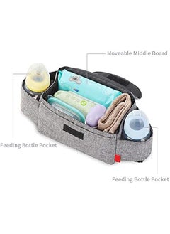 MOXO Baby Buggy Stroller Organiser, Large Size Pushchair Pram Cup Holder Bags Mummy Bag Universal Organiser with 2 Stroller Cup Holders Pockets Fit All Buggy Models  - Image 3